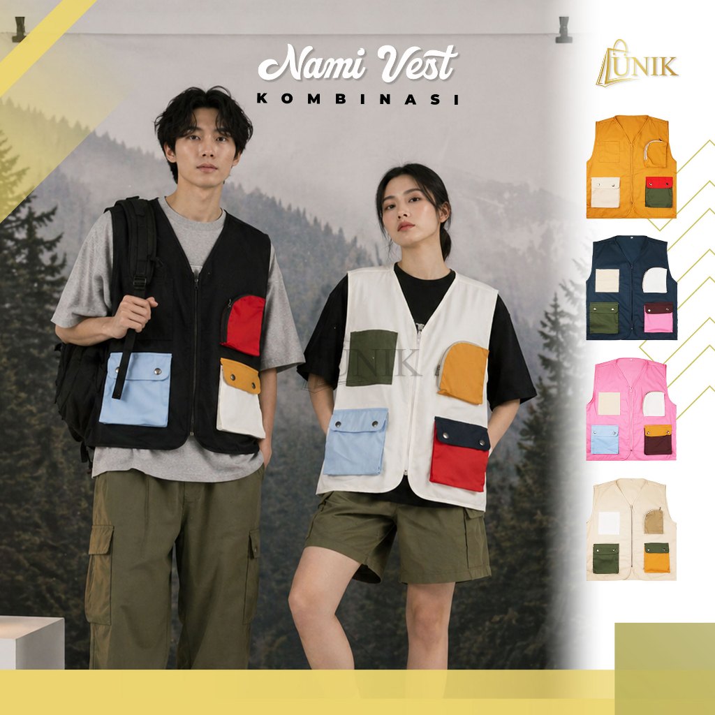 Nami Nova Vest Rompi Casual Outdoor Korean Style – Rompi Multifungsi Pria Wanita Banyak Kantong