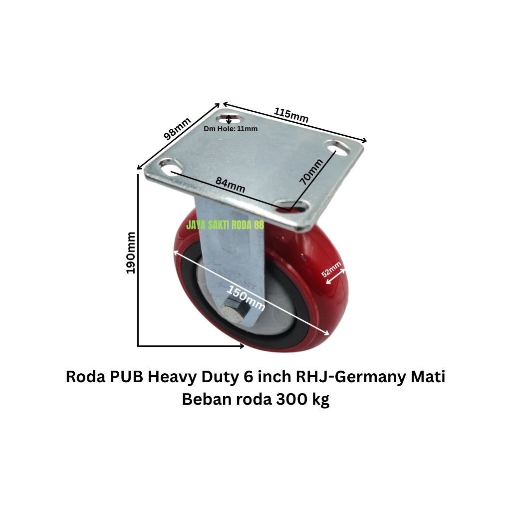 Roda 6 inch PUB RHJ-TW Germany Heavy Duty Mati, Beban Roda 300kg