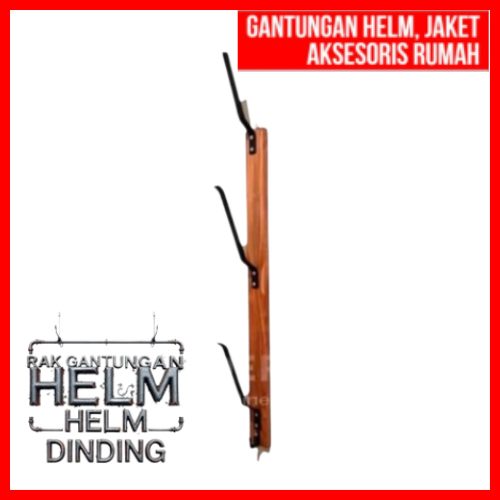 Rak Helm Gantung 3 Susun / Gantungan Helm Dinding, Tempat Helm Kayu / Gantungan Helm Susun Kayu