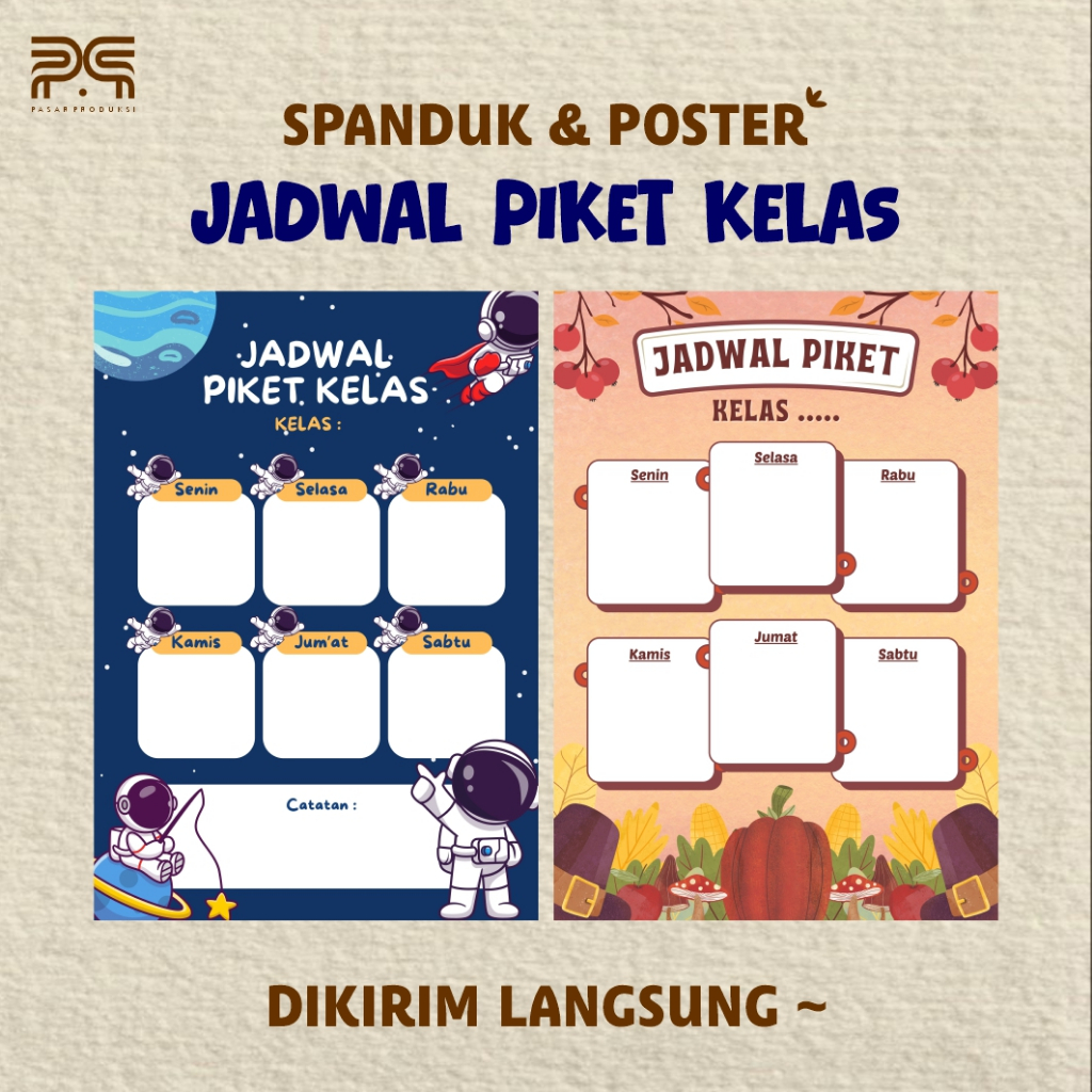 SPANDUK JADWAL PIKET POSTER JADWAL PIKET KELAS SPANDUK EDUKASI