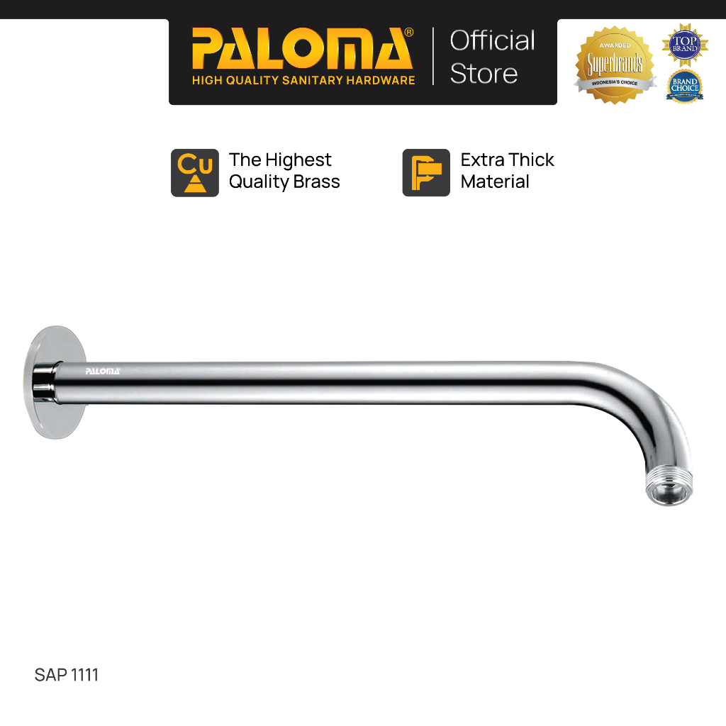 PALOMA SAP 1111 Wall Shower Arm Pipa Rainshower Headshower Dinding Brass Kuningan Chrome Krom