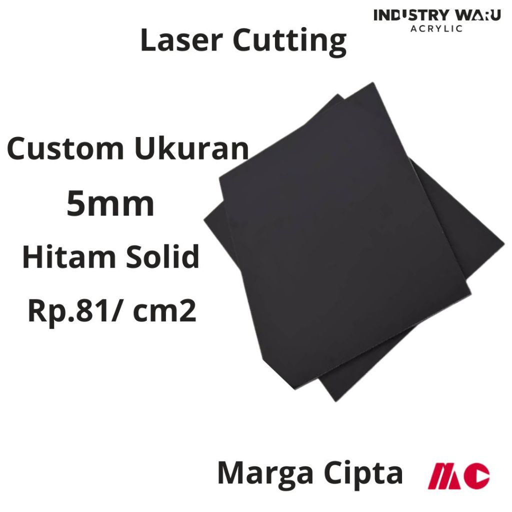 Akrilik Custom Lembaran Hitam Solid 5mm LASER CUTTING