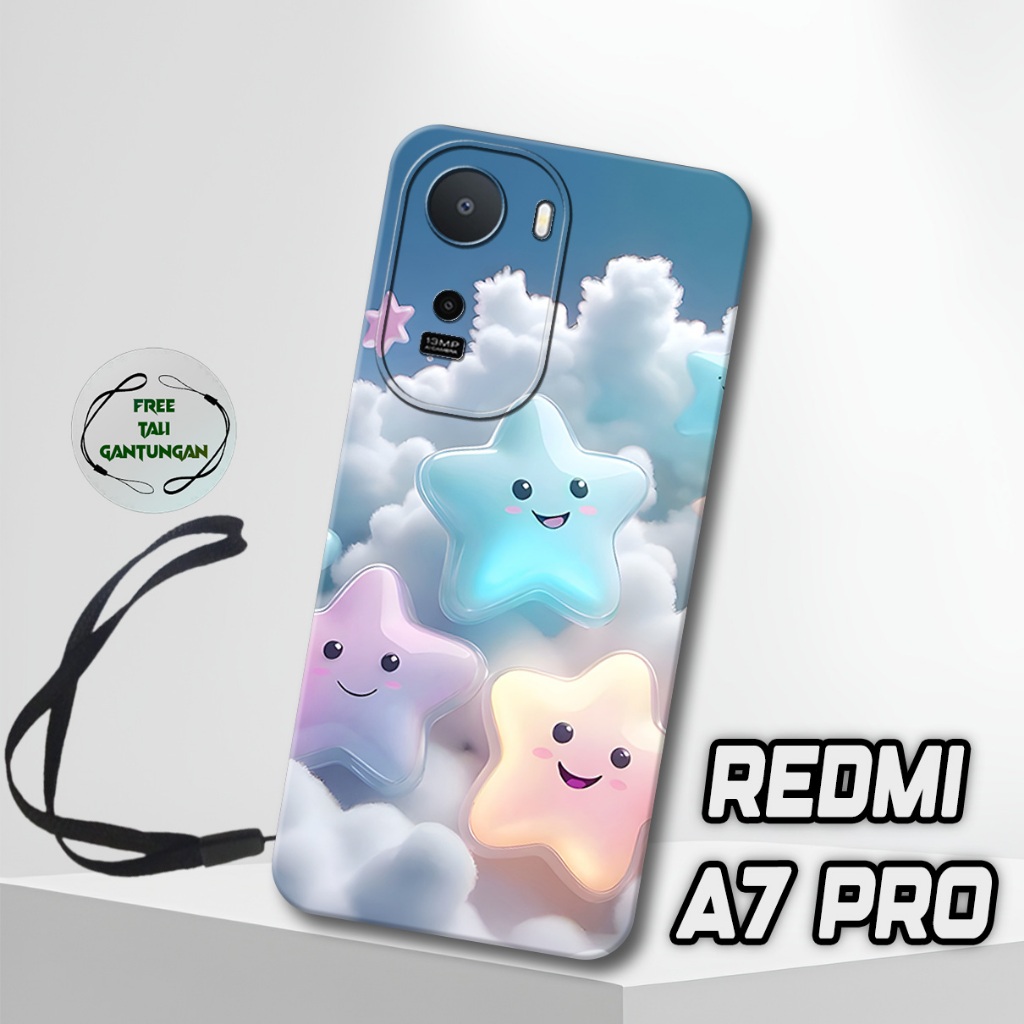 MS30 / Softcase Karet  REDMI A7 PRO + TALI GANTUNGAN HP Terbaru / Motif Awan Lucu / Case Hp  REDMI A