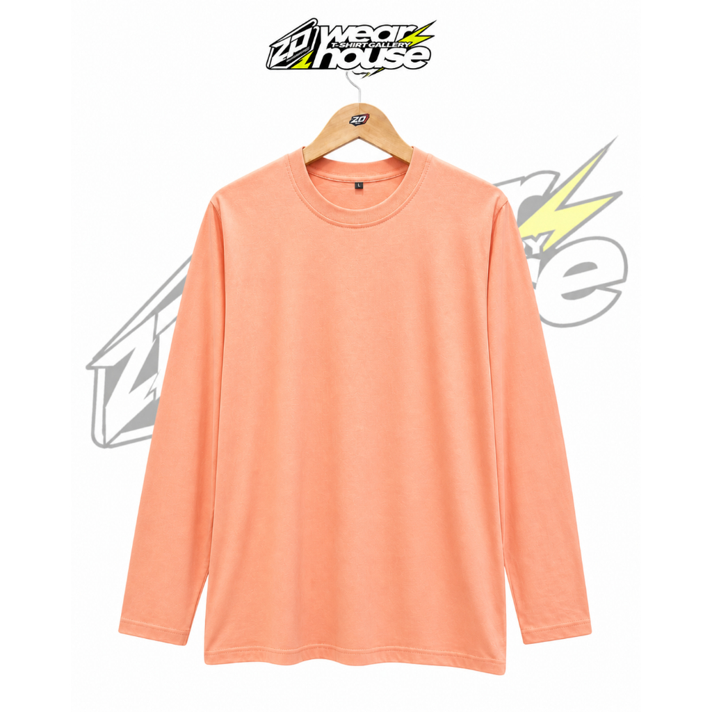 KAOS POLOS WARNA PEACH - ZP16WEARHOUSE- LENGAN PANJANG - KATUN 24S - KAOS PRIA DAN WANITA