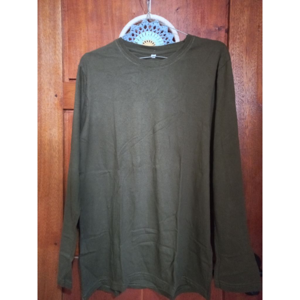 kaos lengan panjang polos army unisex