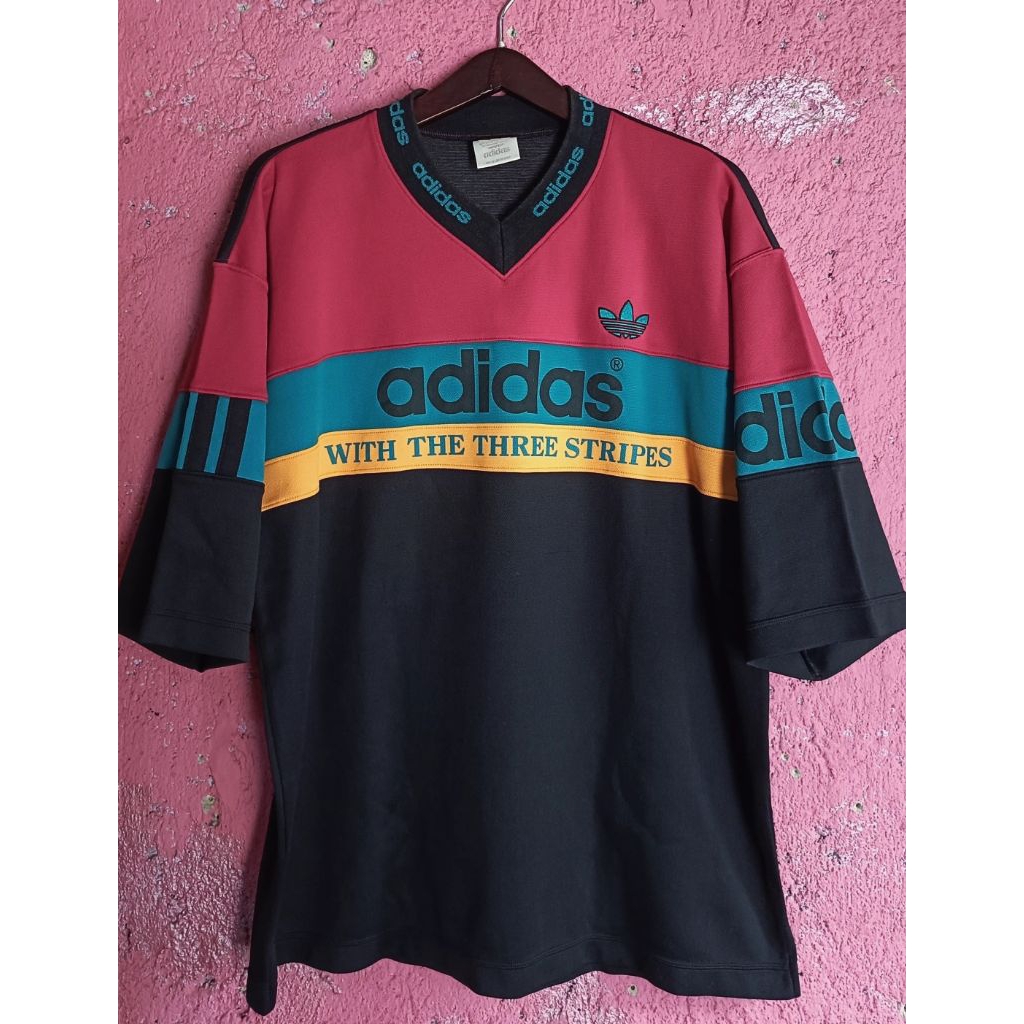 kaos jersey adidas x descente three stripes vintage  80's