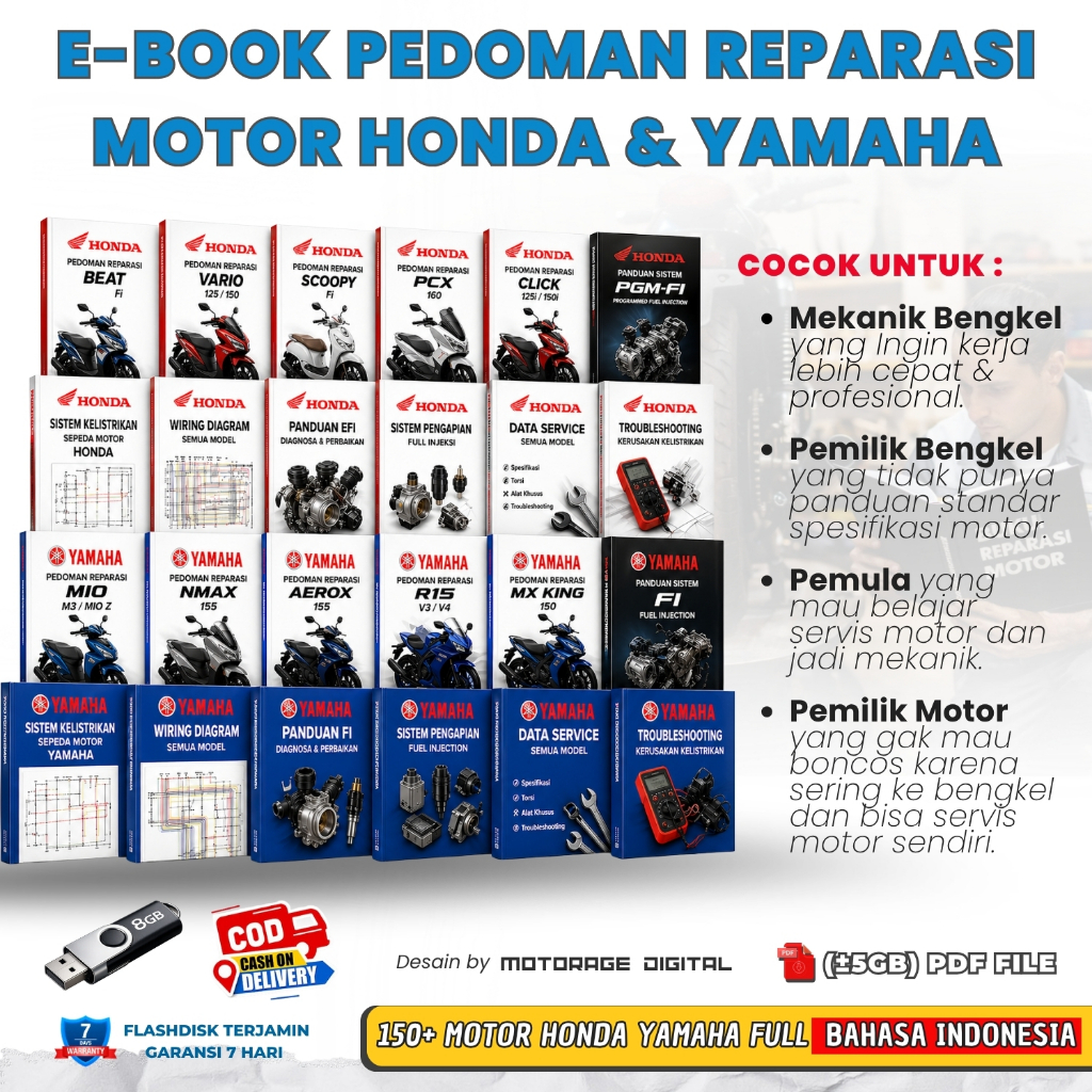 Buku Pedoman Reparasi Motor Honda Yamaha Karbu & Injeksi (Link Pesanan Khusus)