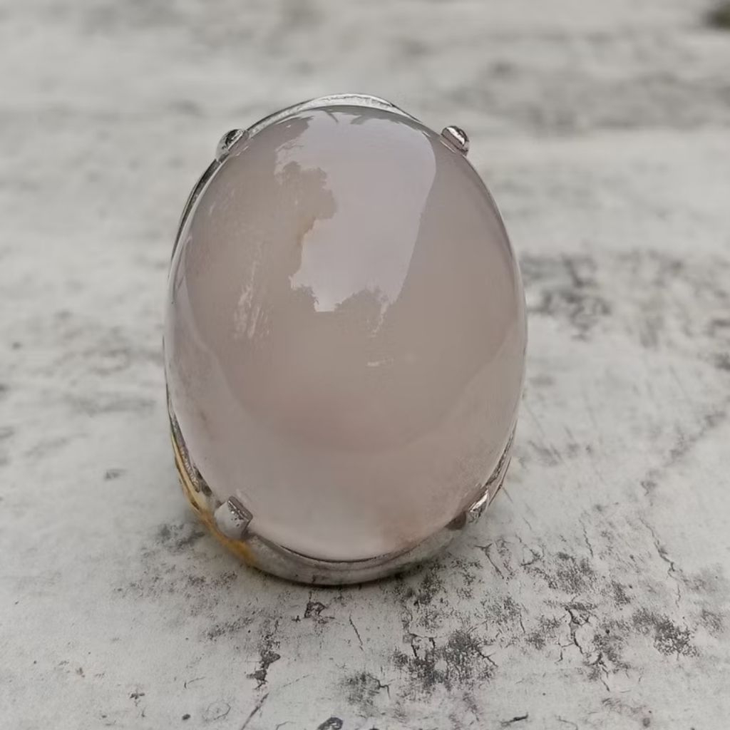 Cincin Batu Akik Natural Pandan Putih