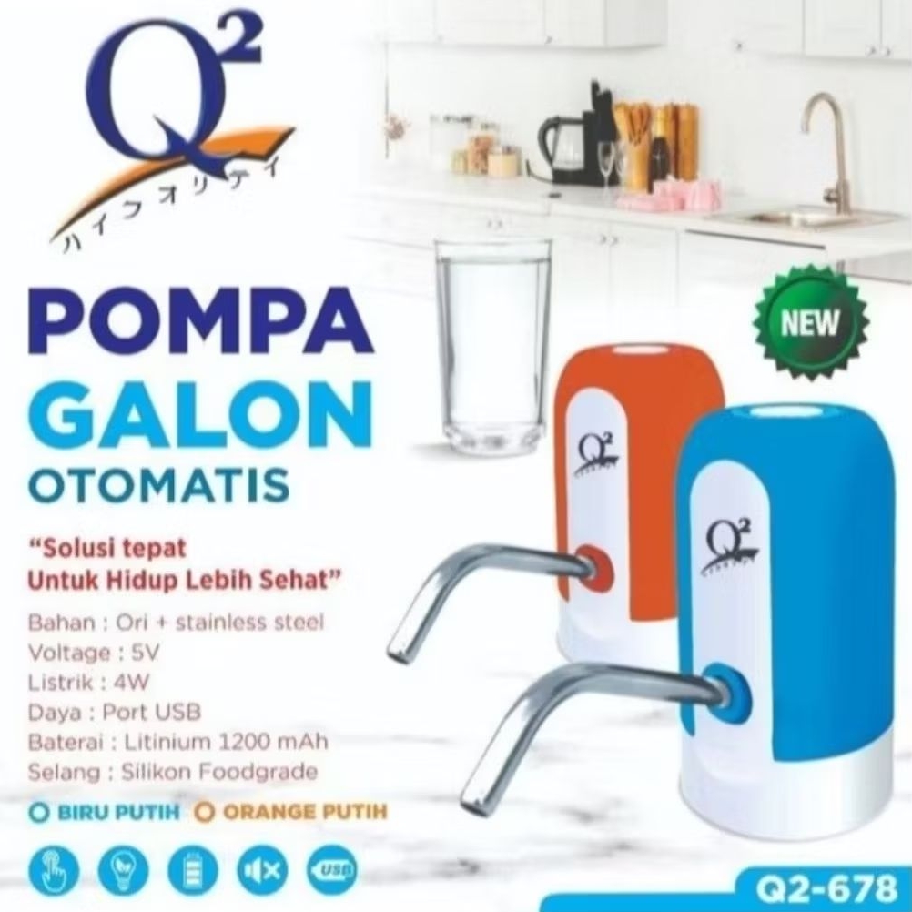 Q2 Pompa Galon Electrik Pompa Air Portable Charger USB