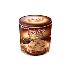 Wafer FORTIUS Inafood Kaleng 300gr - Wafer Premium Lapis Krim Cokelat & Keju