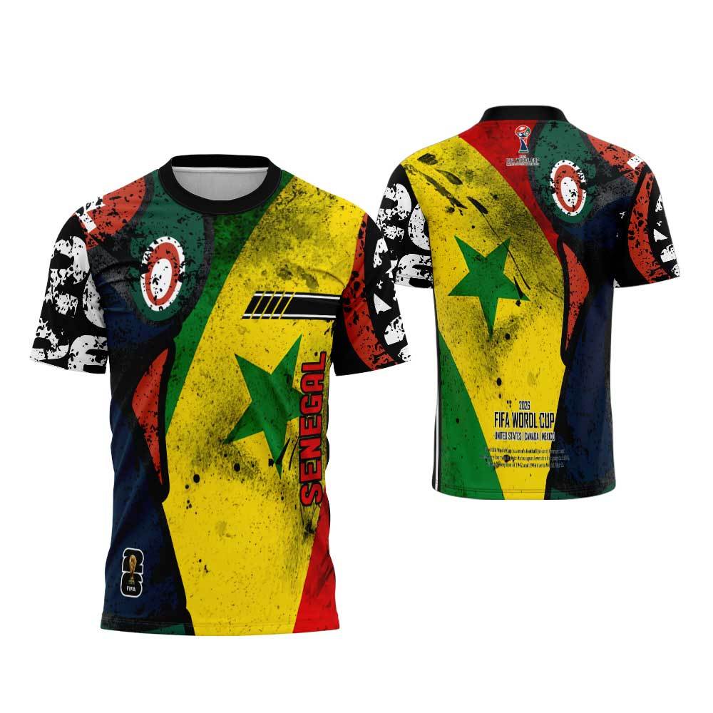 Jersey Senegal - Baju Kaos Jersey Senegal Piala Dunia 2026 Fullprint