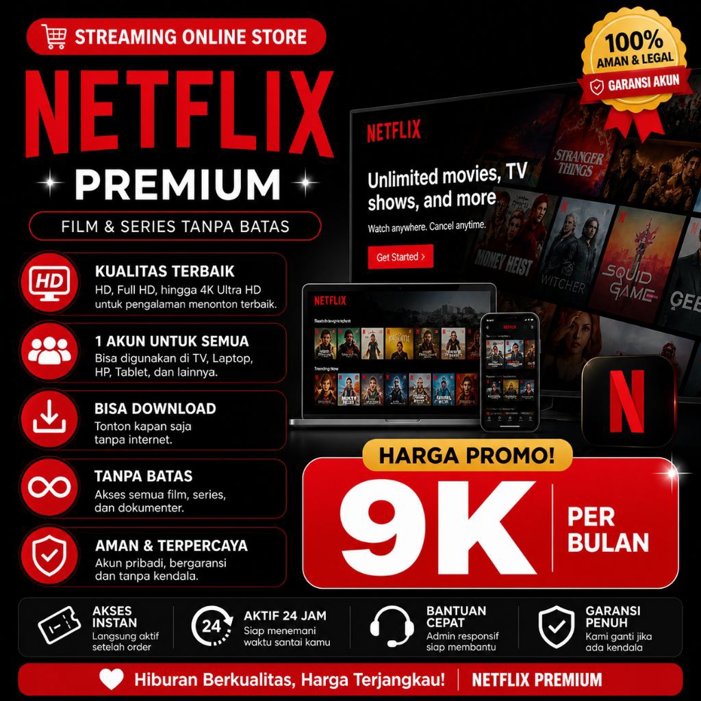 NETFLIX PREMUM 4K ULTRA HD NO VPN GARANSI 1-2 BULAN LEGAL NETFLIX PREMIUM