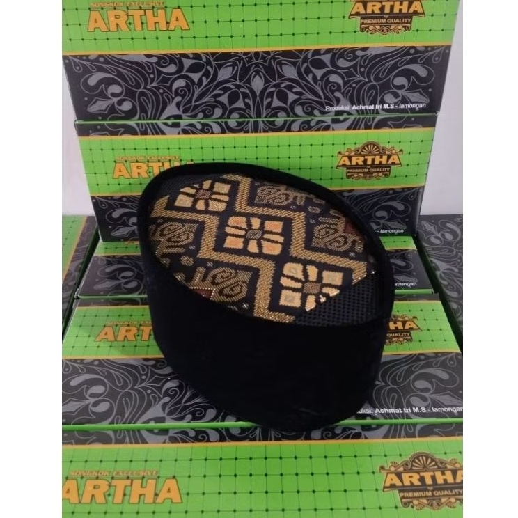 Peci hitam songkok kopiah ac kombinasi kain songket