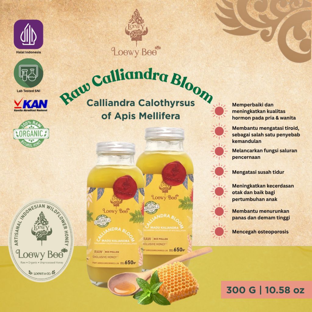 Loewy Bee Raw Calliandra Bloom Honey 100% Madu Mentah Murni