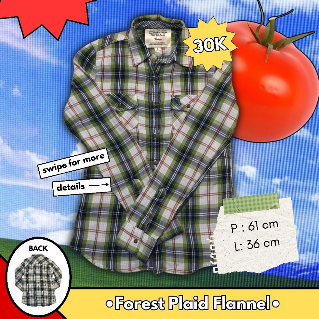 Kemeja Flanel Hijau Kotak - Atasan Vintage Pria Aesthetic