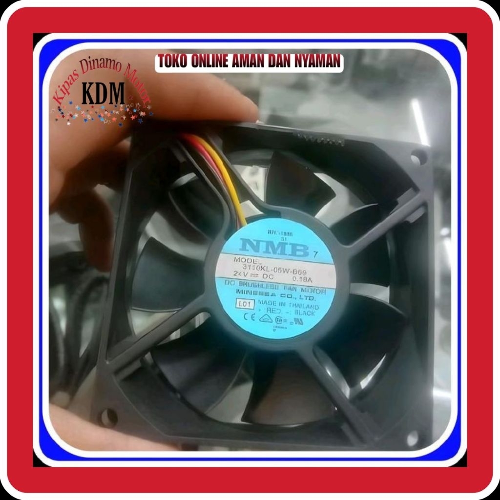 Fan NMB 3110KL-05W-B69 8×8cm 220V DC 0.18A Plastik Tebal 2.5cm Ori Made in Thailand