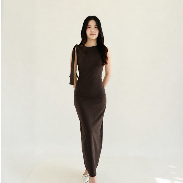 REVERIE | Blair Scuba Dress Maxi Ribbon Sleeveless Bodycon | Basic Dress | Dress Stretch Dress Sculp