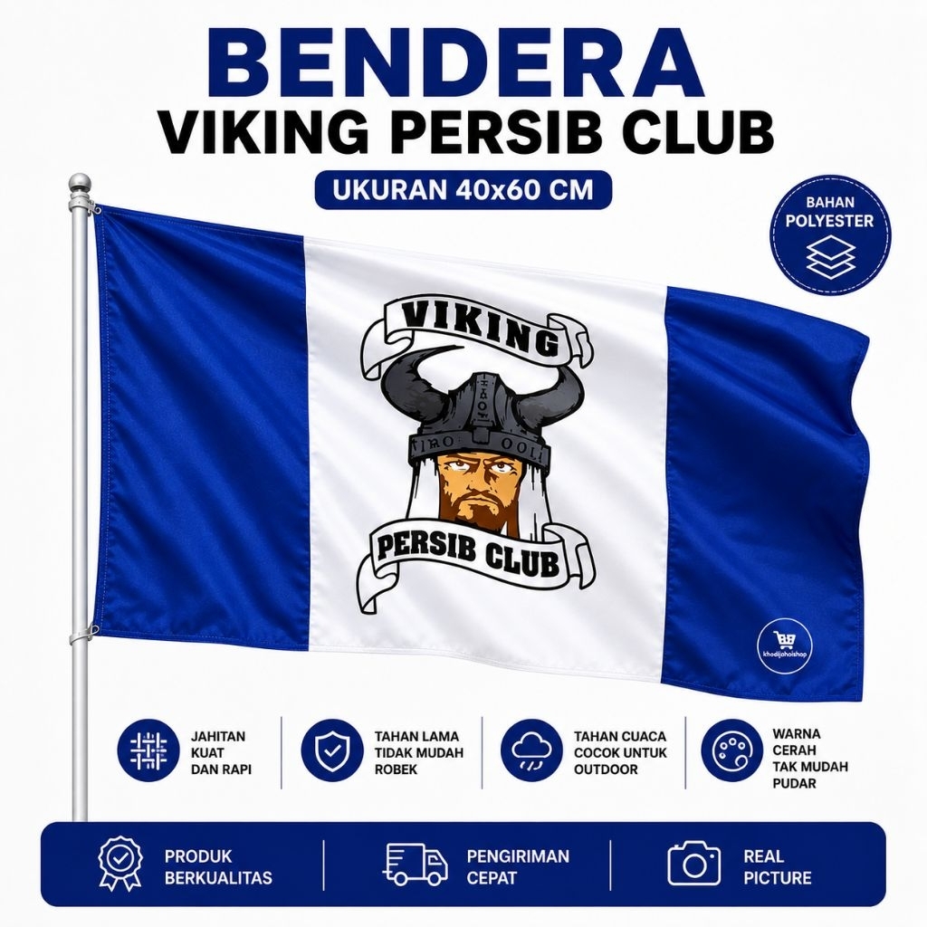 Bendera Viking Persib Club Putih Biru (40x60 cm) 1pcs