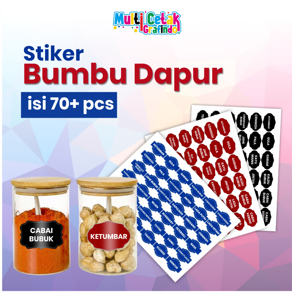 Sticker Bumbu Dapur Terlengkap | Waterproof | Kitchen Set Label | Label Nama Toples Wadah Makanan