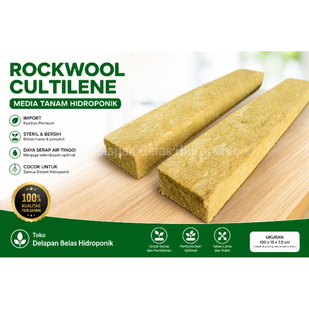 Rockwool busa Media Tanam Hidroponik Aquaponik 1 Slab Import Cultilene