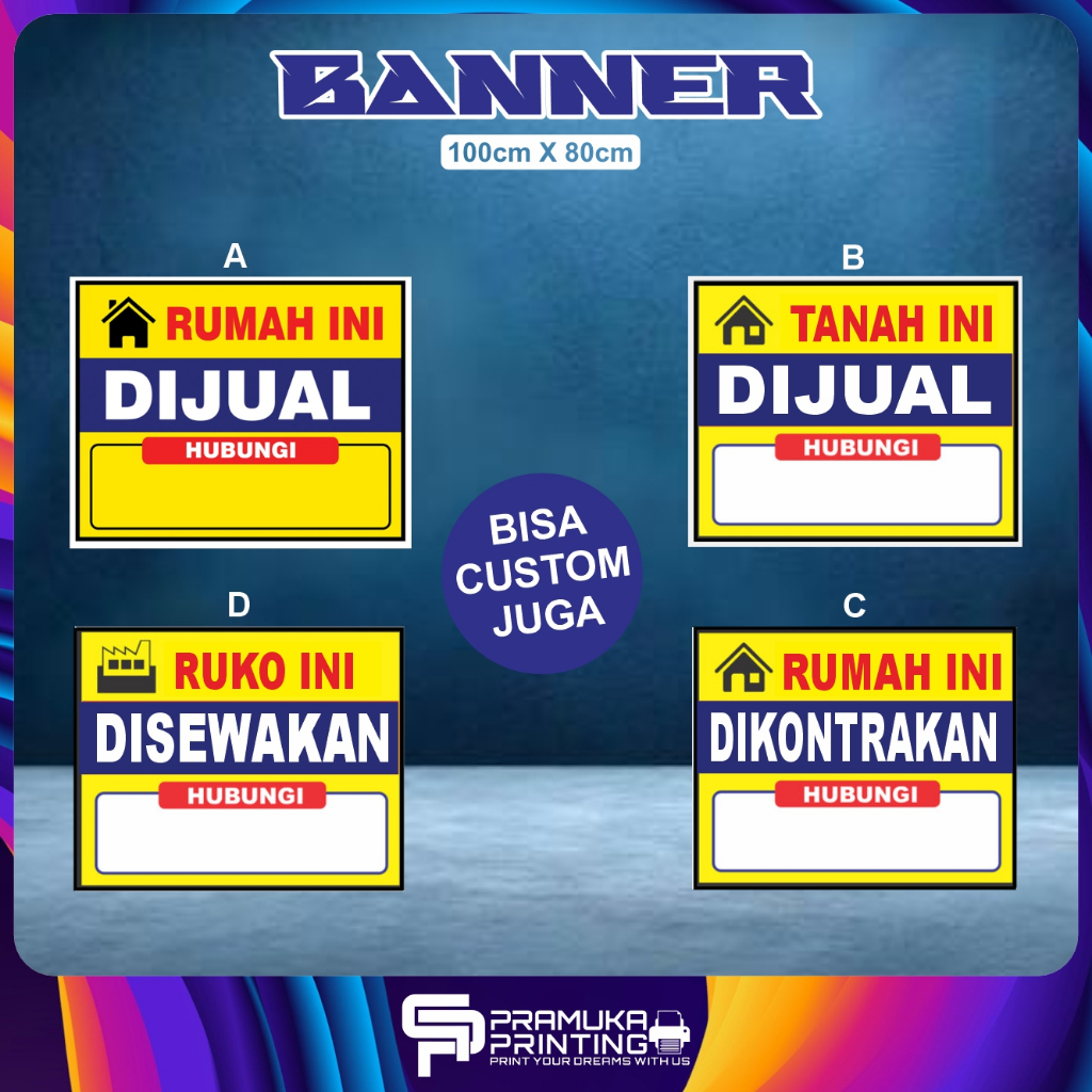 BANNER RUMAH RUKO DIJUAL DISEWAKAN DIKONTRAKKAN