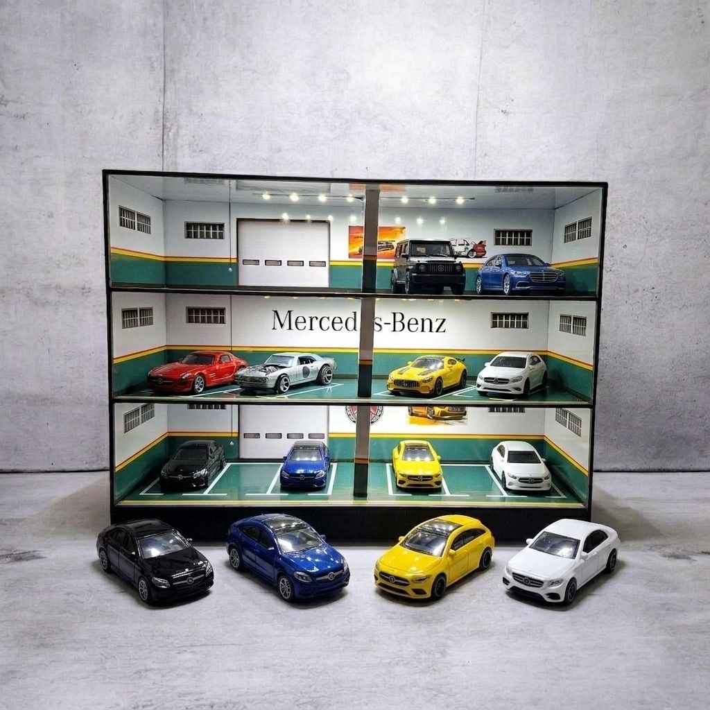 Mercedes benz Diorama parkiran hot wheels diecast skala 64 basement