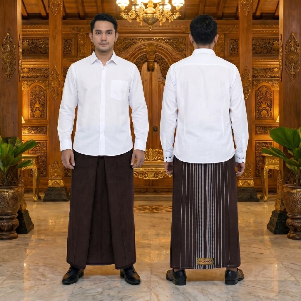 Sarung Wadimor Dewasa Coklat Tua Salur Asli Original