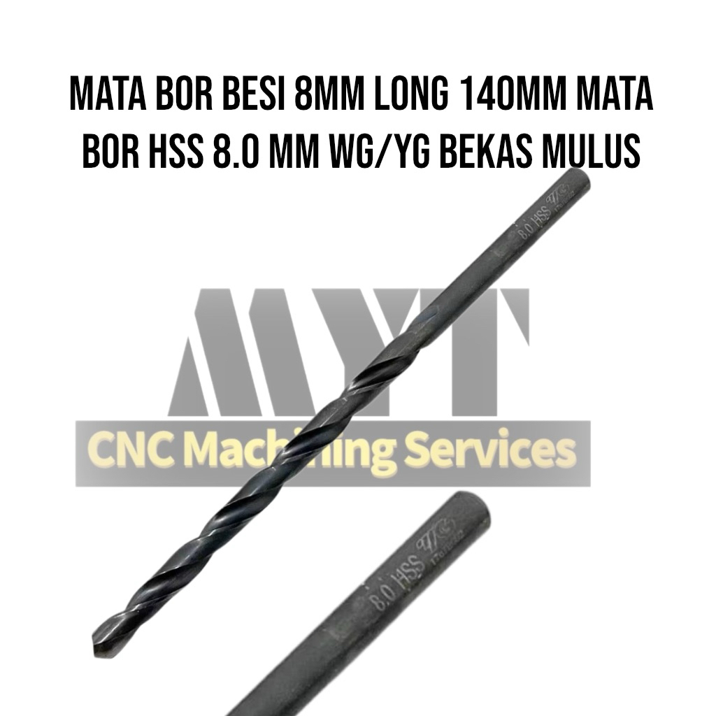 mata bor besi 8mm long 140mm mata bor hss 8.0 mm WG/YG bekas mulus