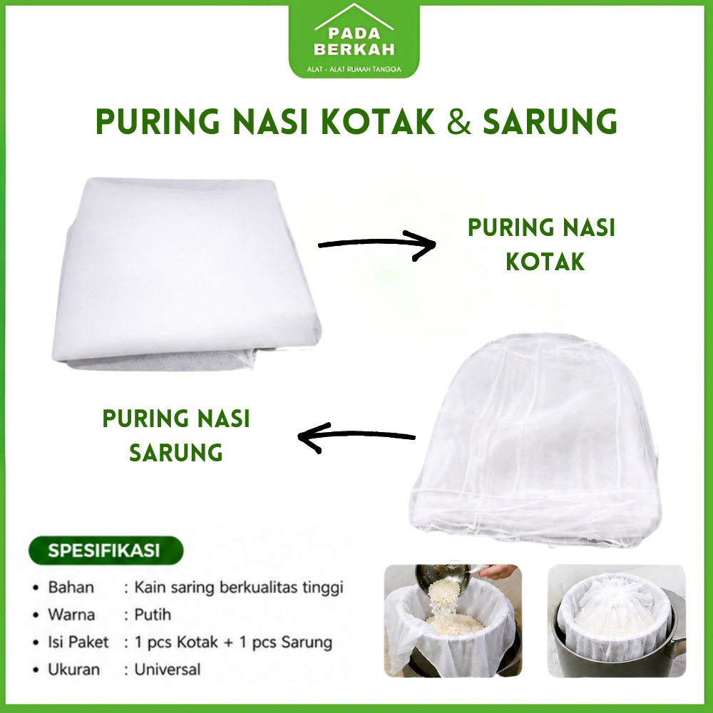 Puring Nasi Kain Penanak Nasi Serbaguna Saringan Santan Ketan Kotak Dan Sarung