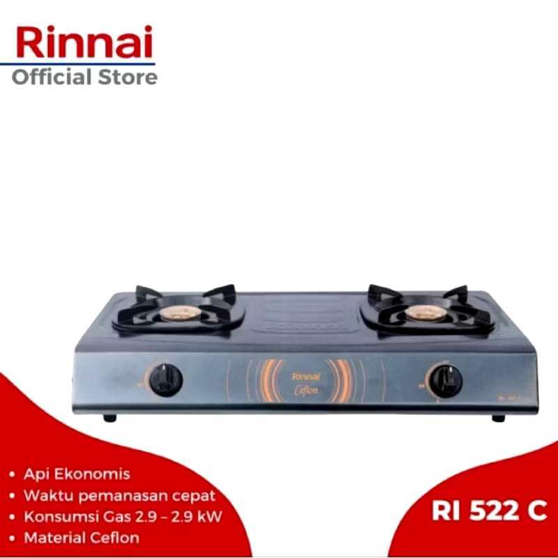Rinnai Kompor Gas 2 Tungku RI 522 C / Kompor Rinnai 2 Tungku RI-522C / Kompor Gas Rinnai BATAM