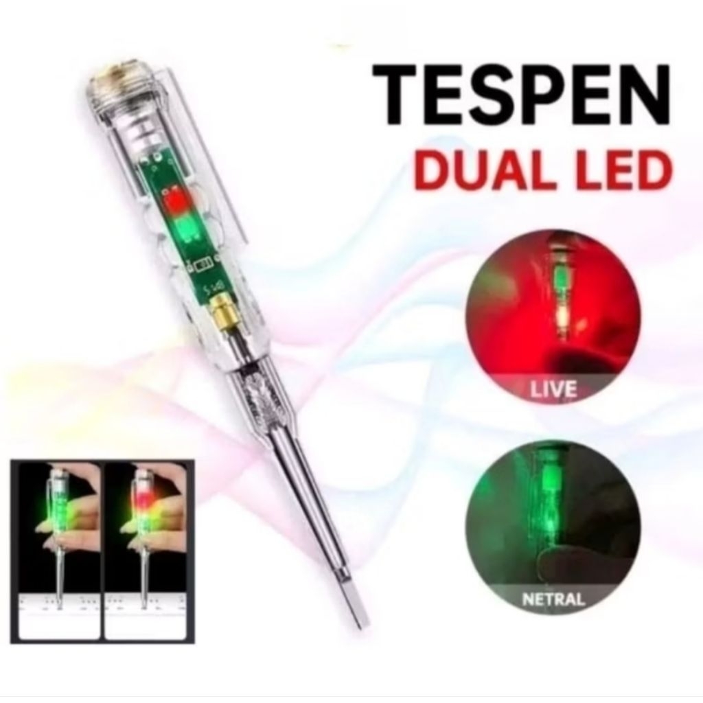 Obeng TestPen Listrik Indikator LED TestPen Bolak Balik Dual LED Alat  Deteksi Cek Arus Listrik