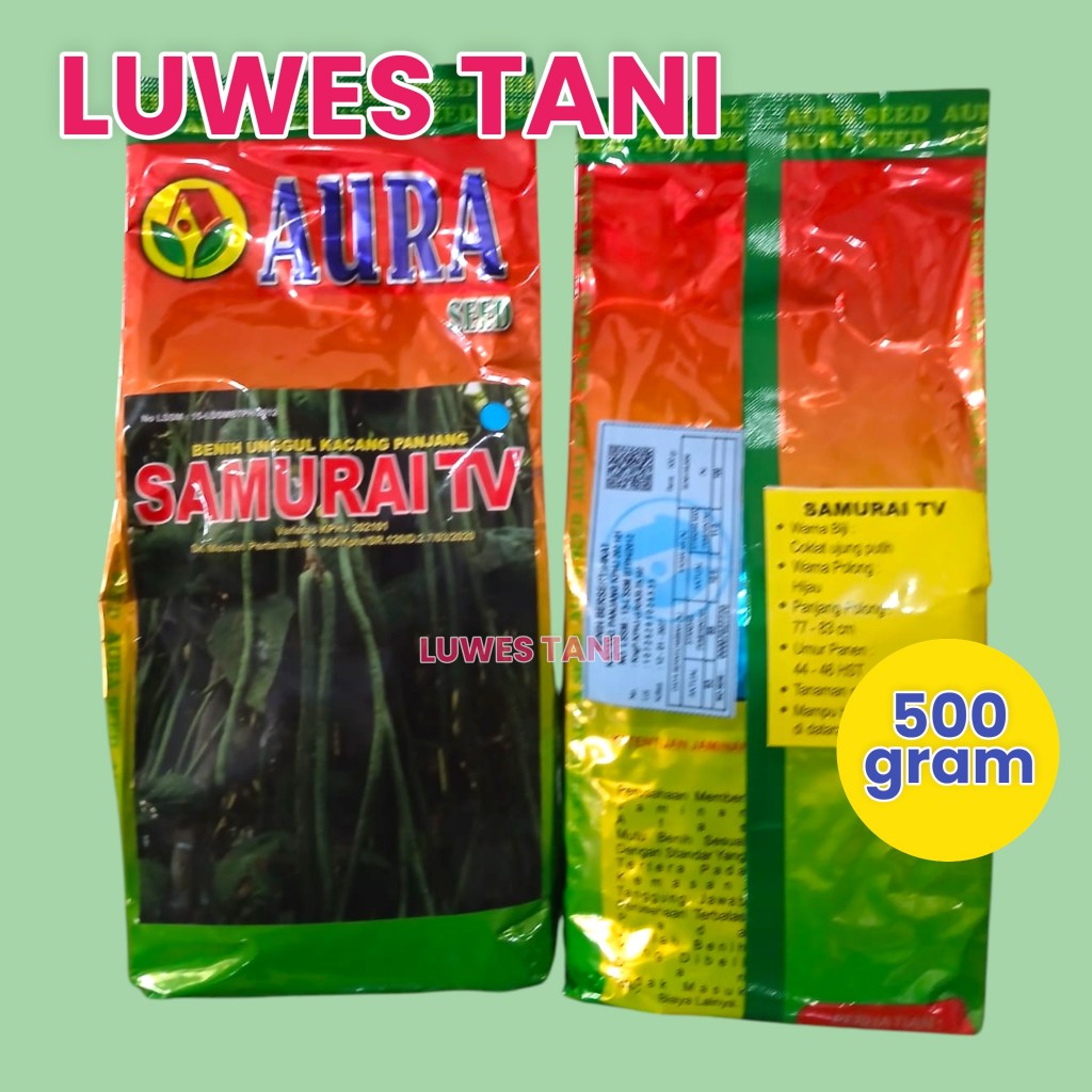 benih kacang panjang samurai tv 500gram aura seed benih kacang panjang unggul