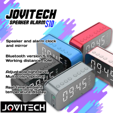 Jovitech S10 Speaker Bluetooth Cermin Alarm LED Display Ultra Bass Multifungsi