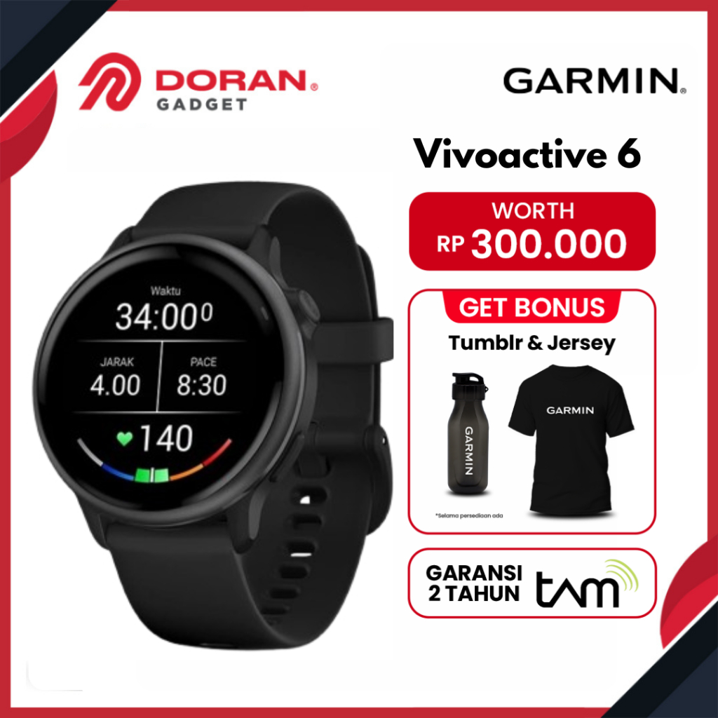Garmin Vivoactive 6- Vivoactive 5  Amoled Display Aluminum Bezel With Silicone - Garansi TAM 2 Tahun