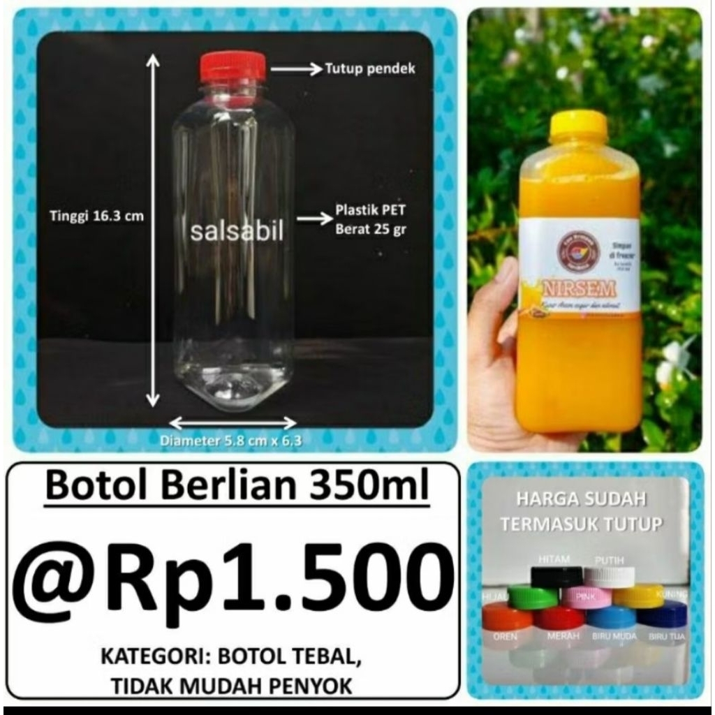 (INSTAN) Botol Berlian 350ml / botol unik / botol plastik 350ml (isi 50 botol)
