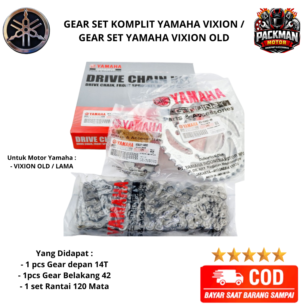 Gear Set motor yamaha vixion old 3C1 ori Packman motor