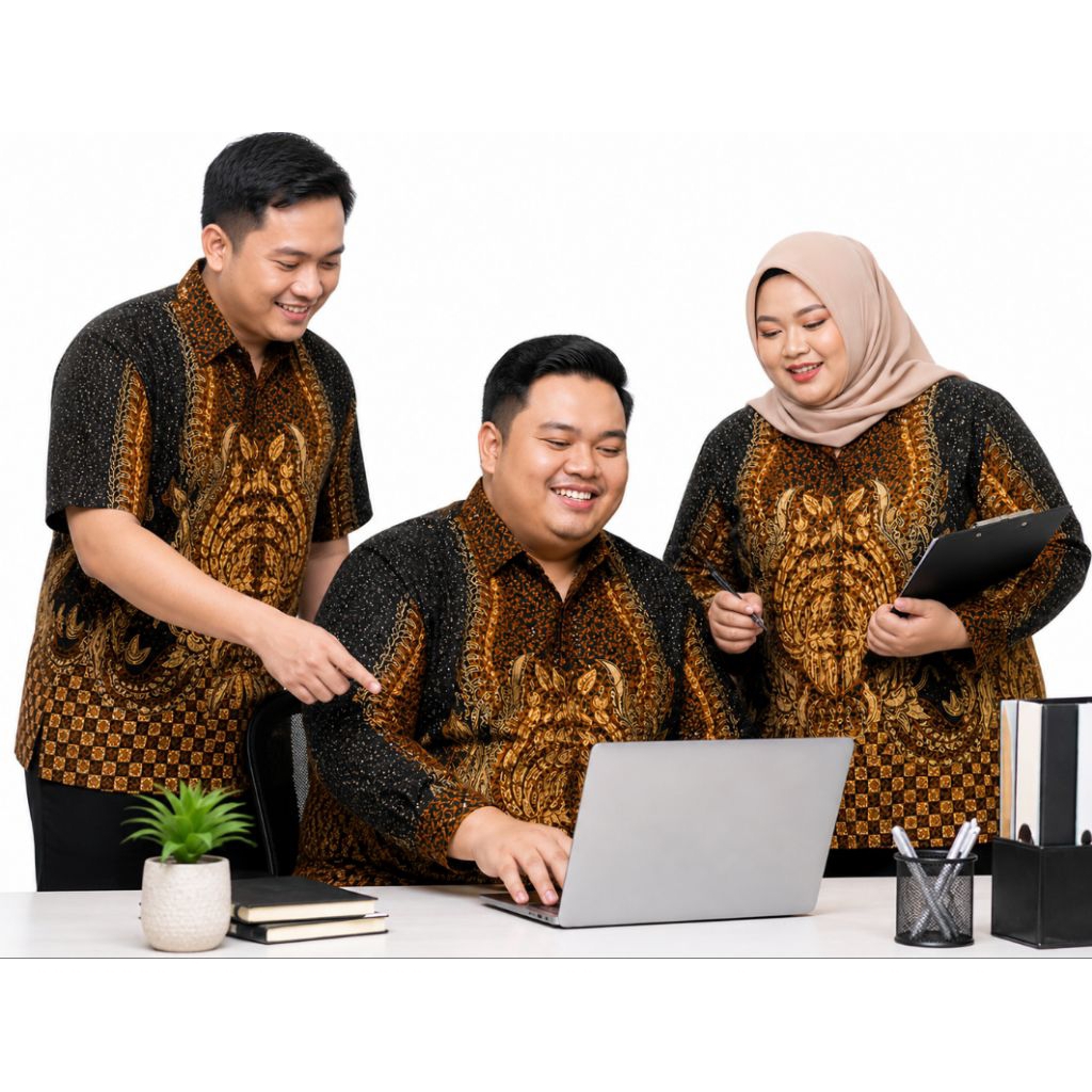 SARIMBIT BLUS BATIK COKLAT JUMBO COUPLE BLOUSE BATIK BIG SIZE BAJU SEPASANG BATIK BLOUSE JUMBO