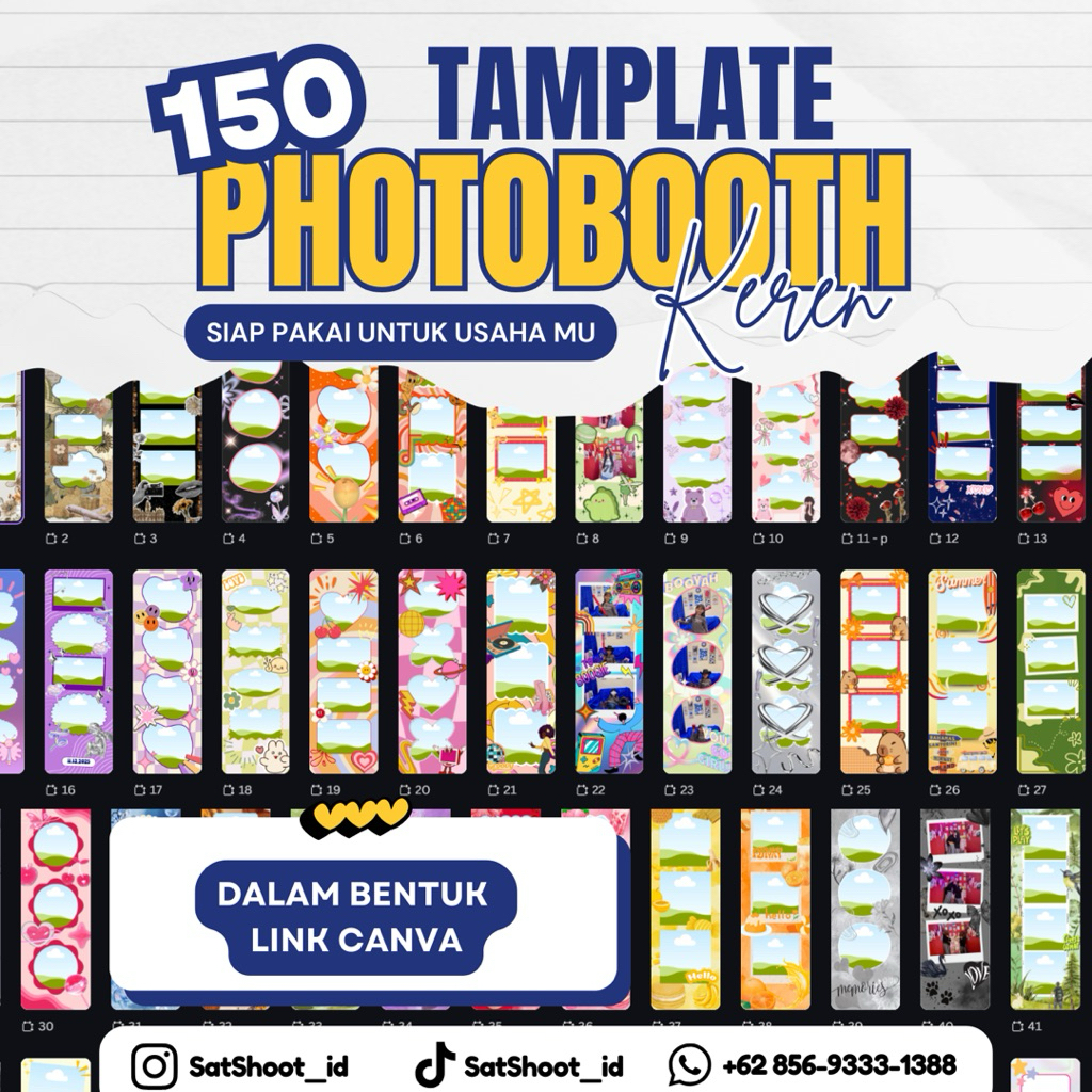 150 Template Photobooth Canva | Editable | Full HD | Siap Pakai untuk Usaha & Event