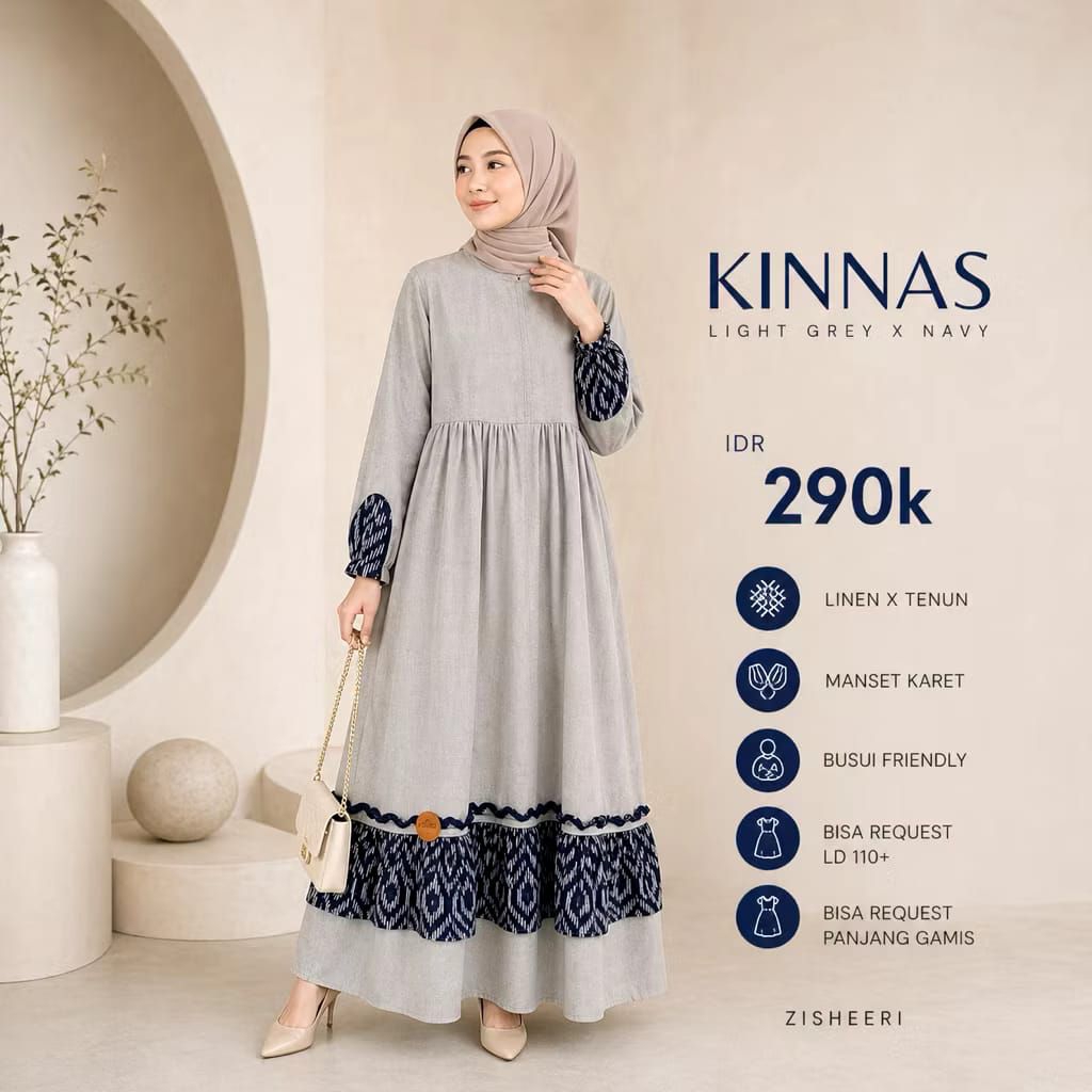Zisheeri Kinnas Series Dress Linen x Tenun Premium