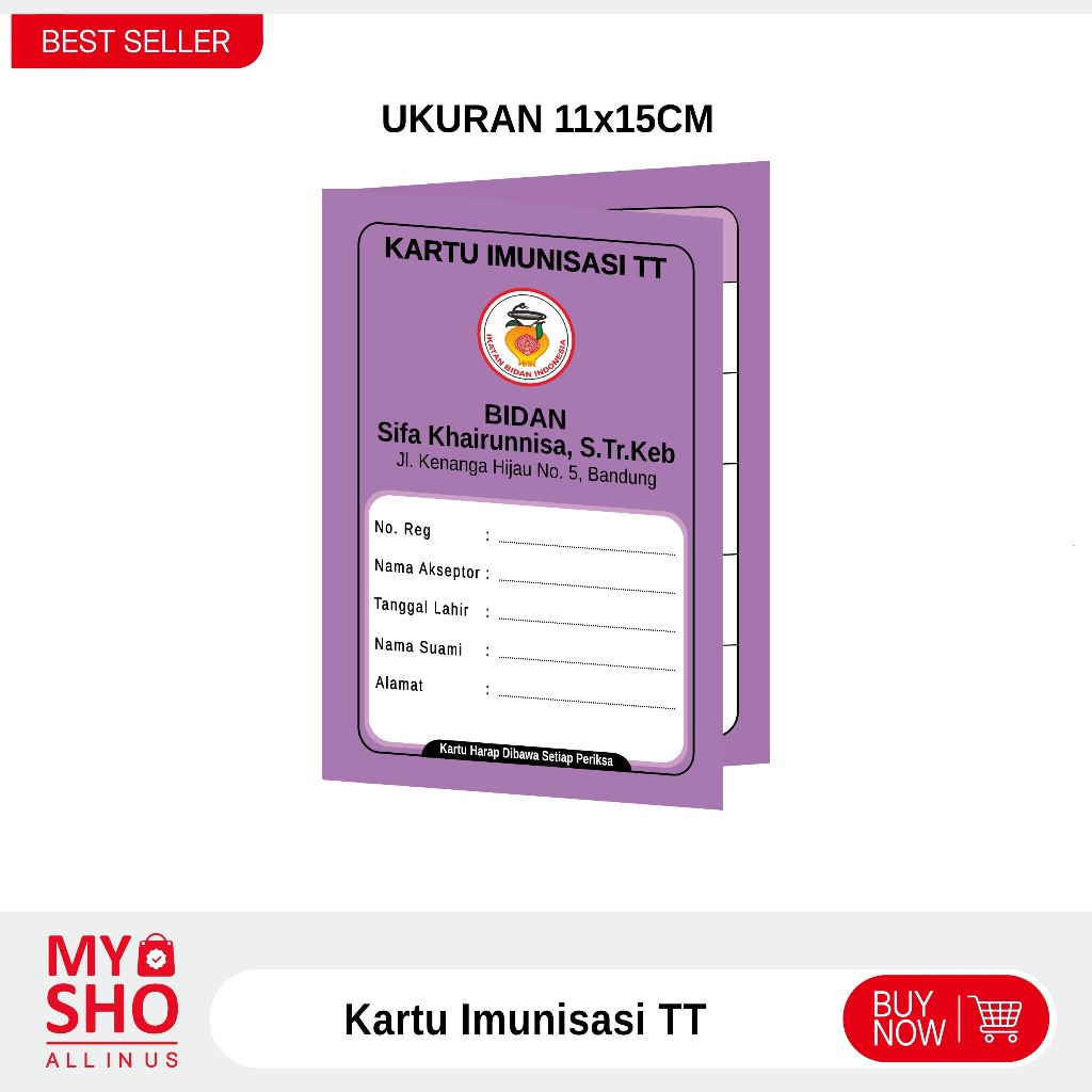 Kartu Imunisasi TT Bidan / Perawat