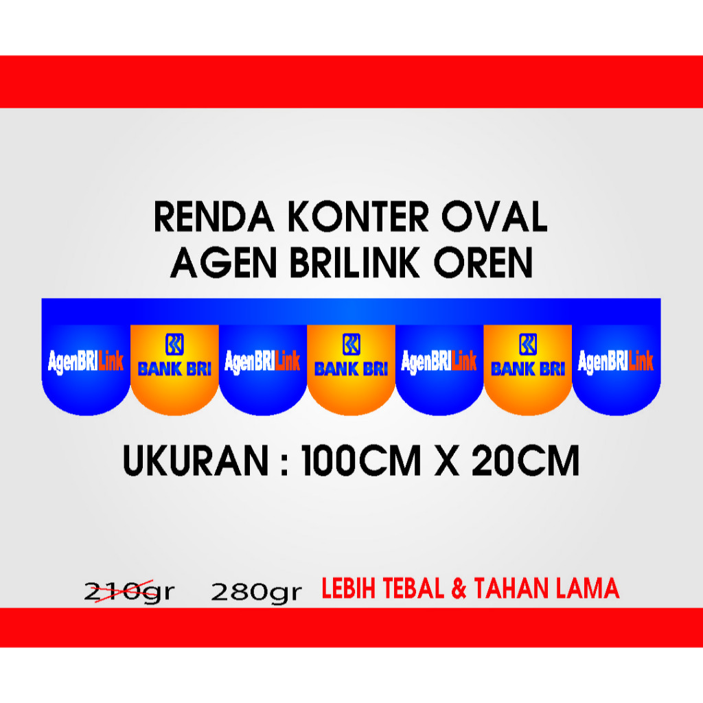 SPANDUK RENDA KONTER AGEN BRILINK OREN OVAL
