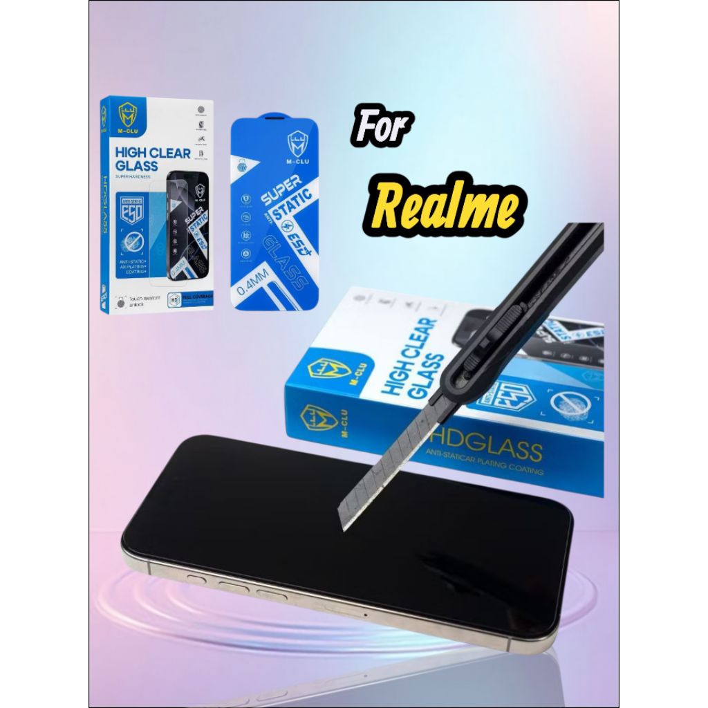 Tempered Glass M-Clu High Clear Realme 9 9i 10 10s 11 12 13 14 14t Pro Plus 4g 5g Anti Gores Handpho