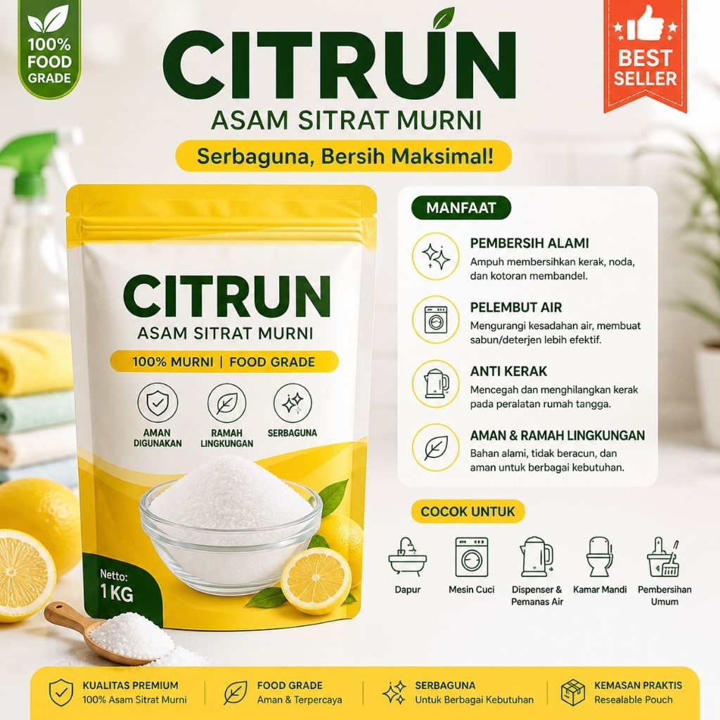 Citrun / Citrict Acid / Citrun Pembersih Noda / Citrun 1 kg