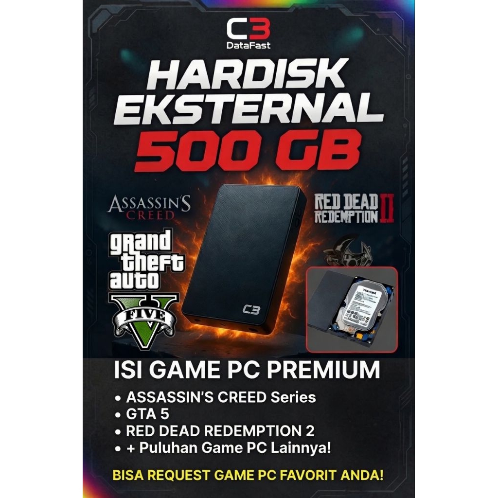 Hardisk Eksterna 2,5 inchl 500 GB - ISI GAME PC - bisa request game PC