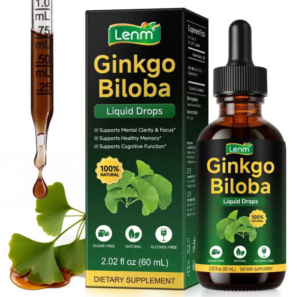 Lenm Ginkgo Biloba Nutrisi Cerdas untuk Otak dan Fokus Tajam isi 60ml original - Suplemen Cair untuk