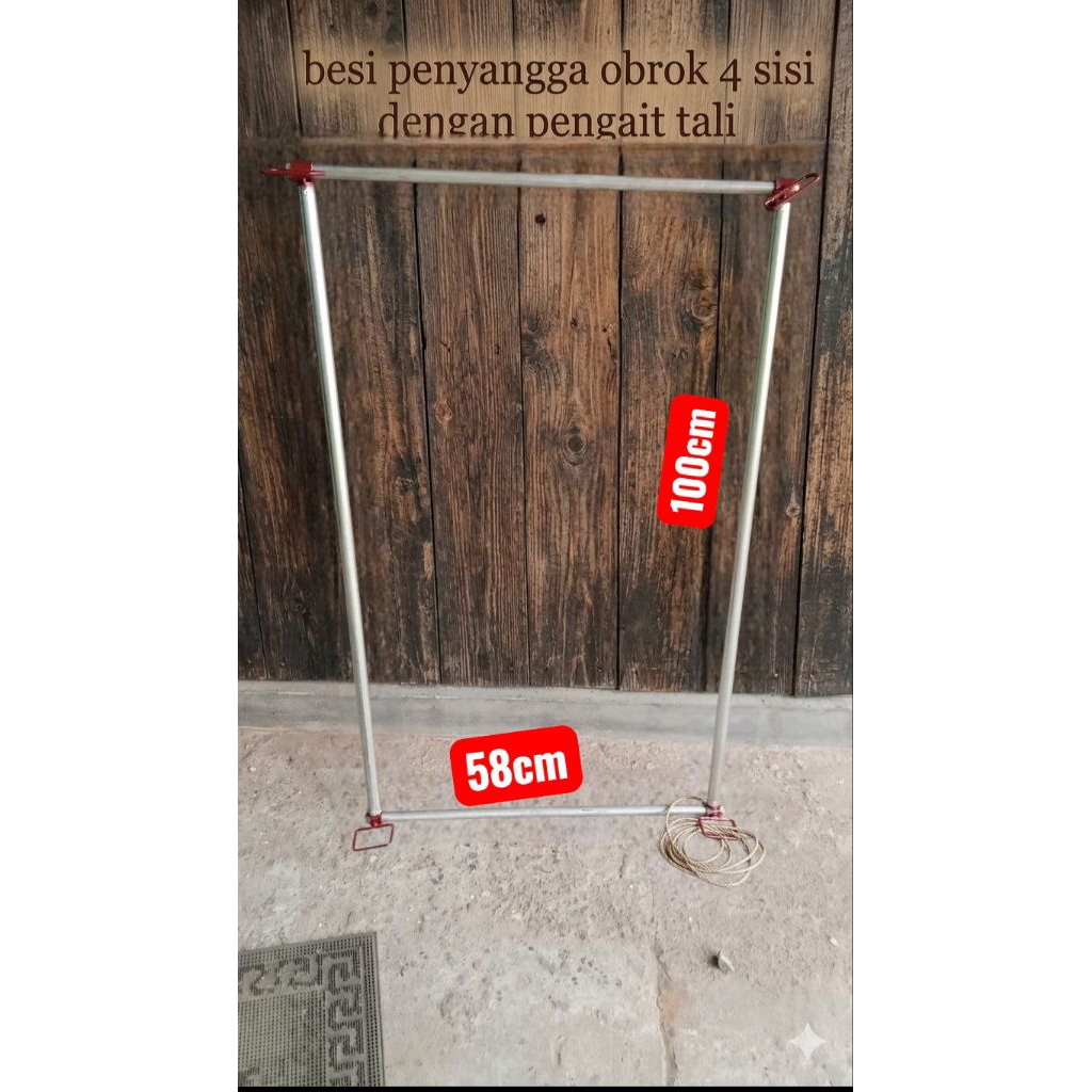 Besi penyangga obrok 4sisi lengkap dengan tempat tali