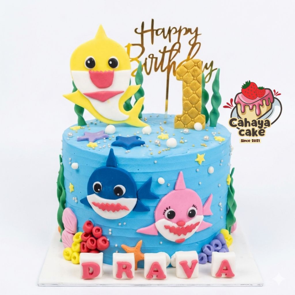 Kue Ulang Tahun Baby Shark / Baby Shark Cake / Kue Ultah Ikan / Kue Ultah Anak