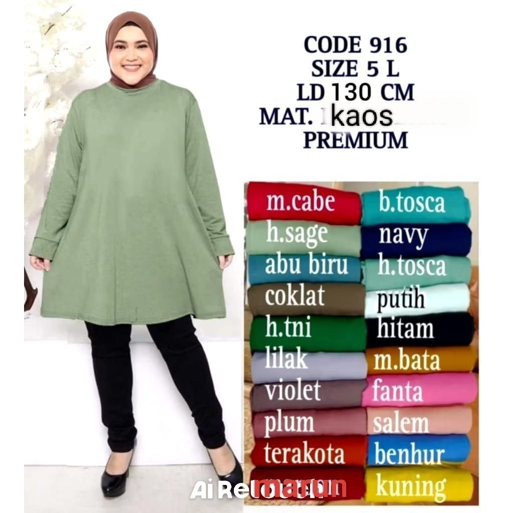 ATASAN TUNIK KAOS WANITA STNDAR/JUMBO/SUPER JUMBO POLOS MERAH PUTIH HITAM