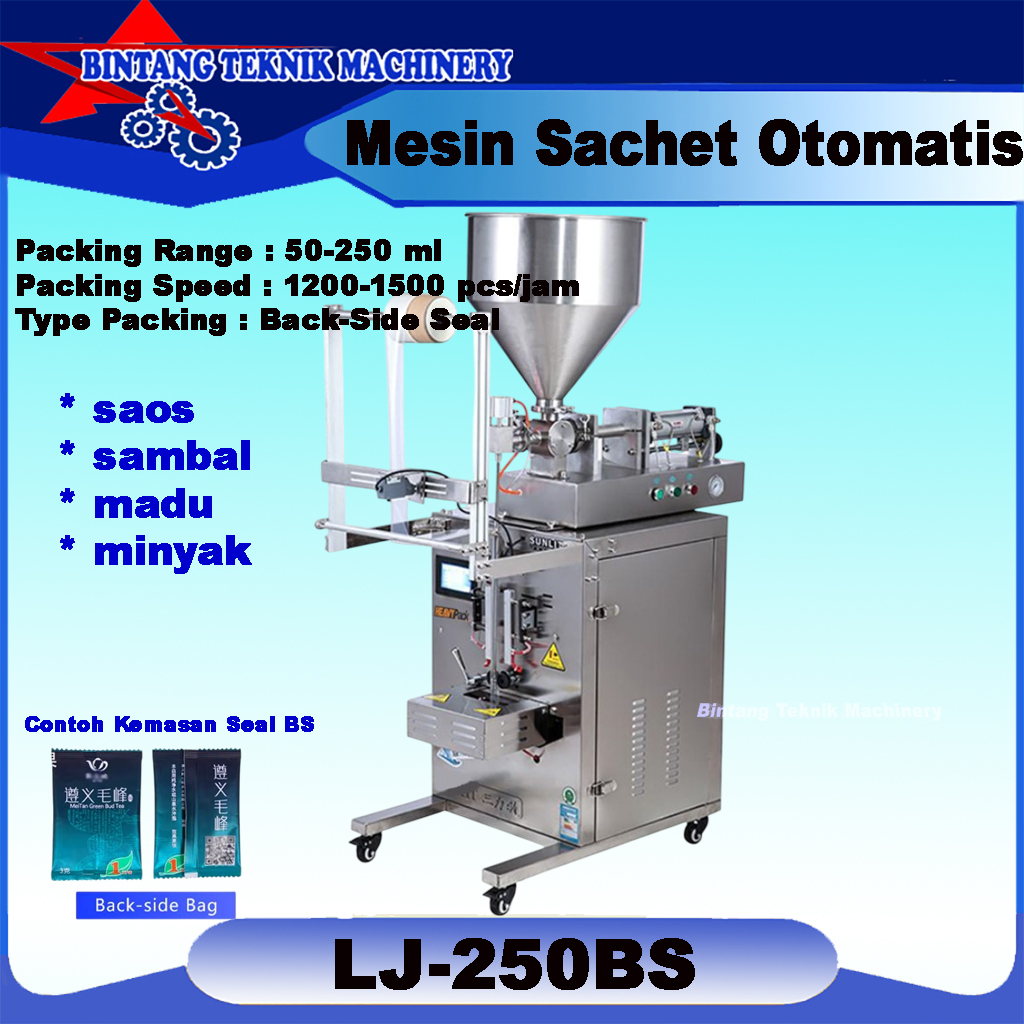 Mesin pengisi cairan pasta / mesin sealer kemasan sachet otomatis LJ-250BS
