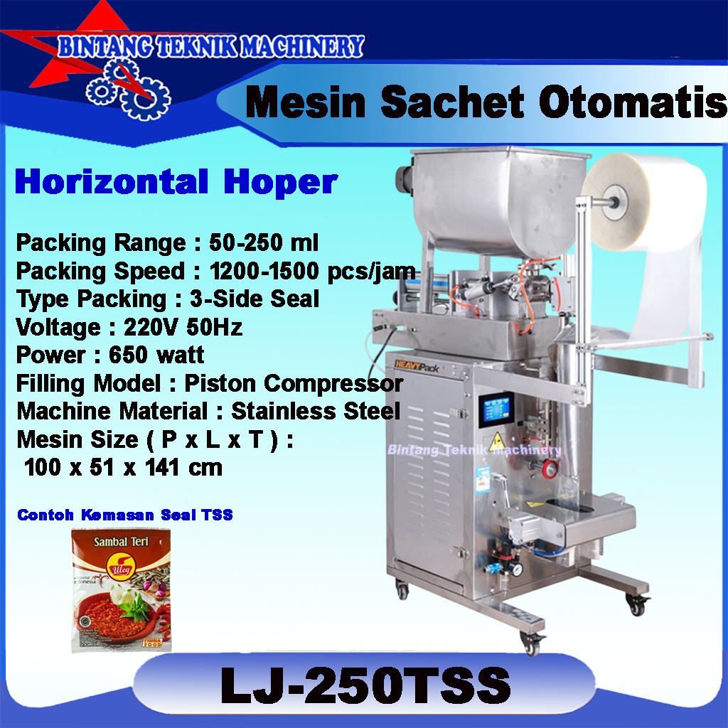 Mesin LJ-250 TSS / Mesin sealer kemasan sachet otomatis /prodak pasta / liquid